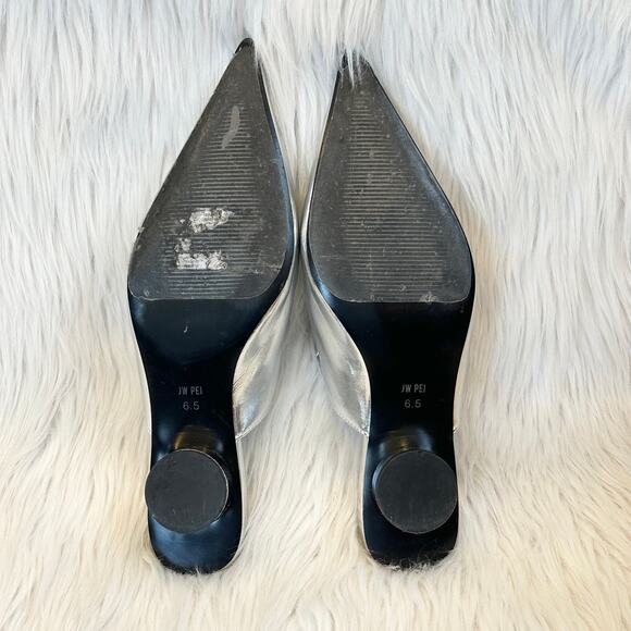 JW PEI Helena Pierced Mules Vegan Leather Slip On Pointed Toe Kitten Heel Shoes - Picture 12 of 14